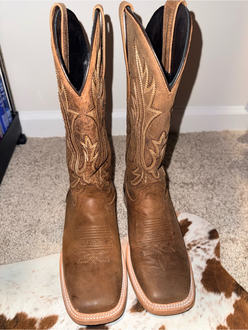 J.B. Dillon Brown Embroidered Western Cowboy Boots